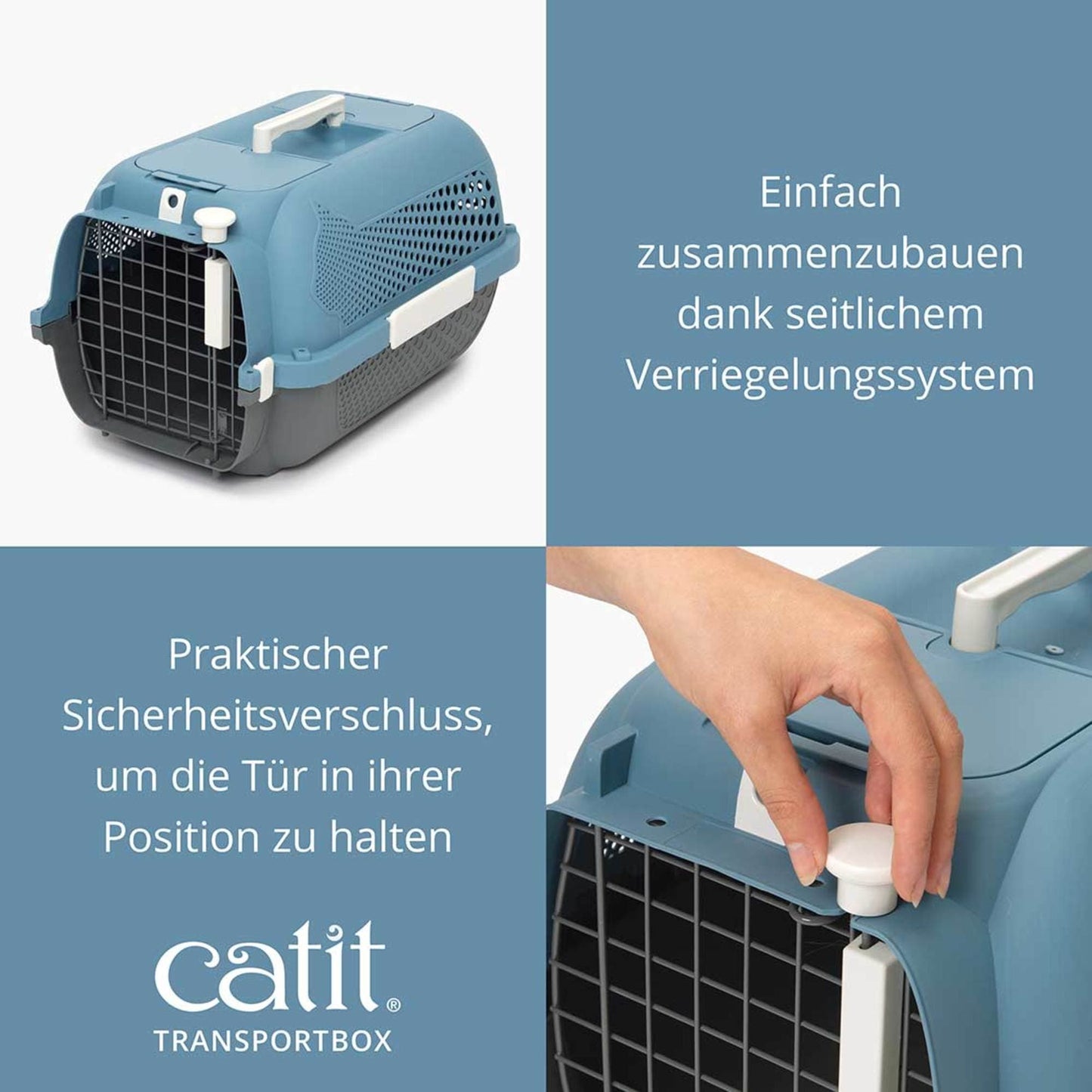 Catit Transportbox für Katzen ─ Mittelgroß, Blaugrau