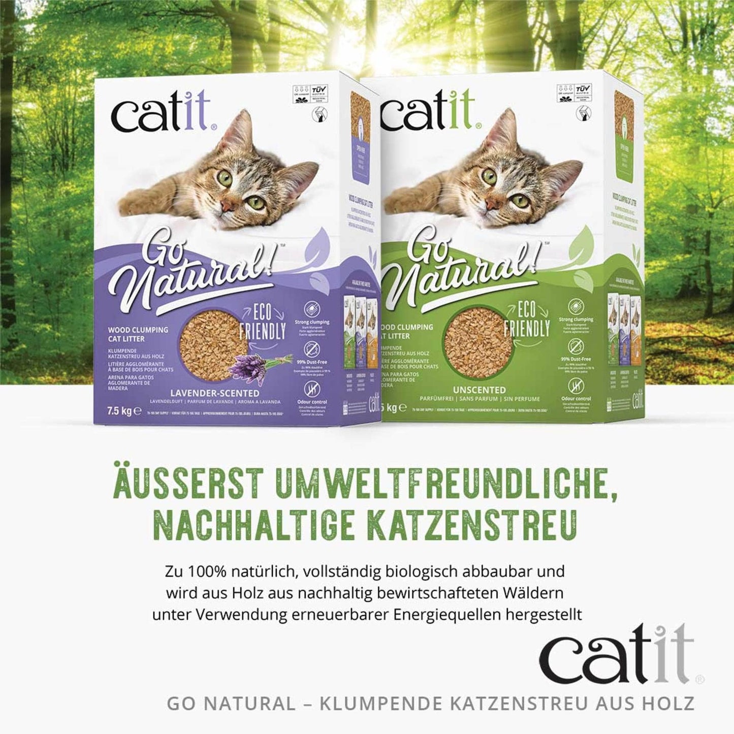 Catit Go Natural Klumpende Katzenstreu aus Holz ─ Parfümfrei