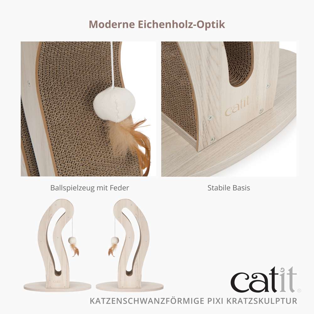 Moderne Eichenholz-Optik. Ballspielzeug mit Feder. Stabile Basis.