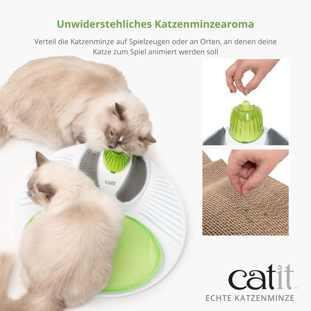 Unwiderstehliches Katzenminzearoma. Verteil die Katzenminze auf Spielzeugen oder an Orten, an denen deine Katze zum Spiel animiert werden soll.