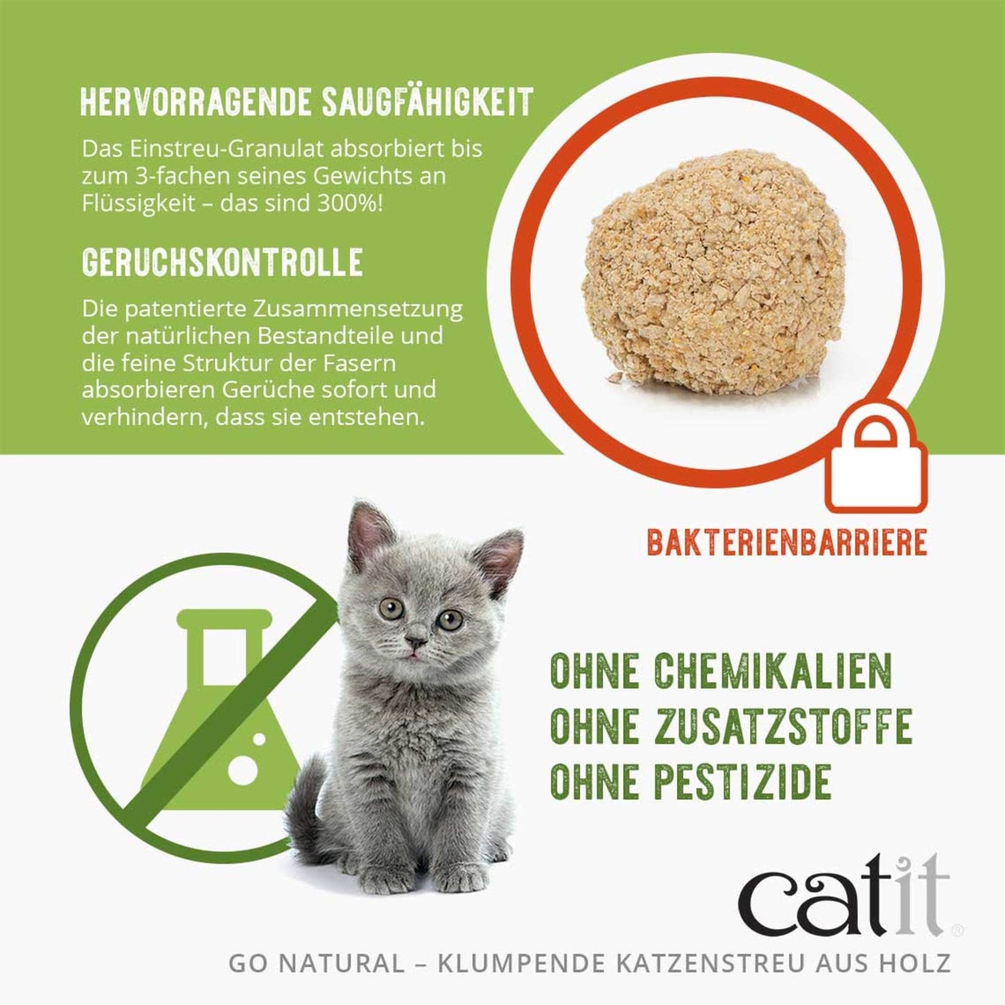 Catit Go Natural Klumpende Katzenstreu aus Holz ─ Parfümfrei