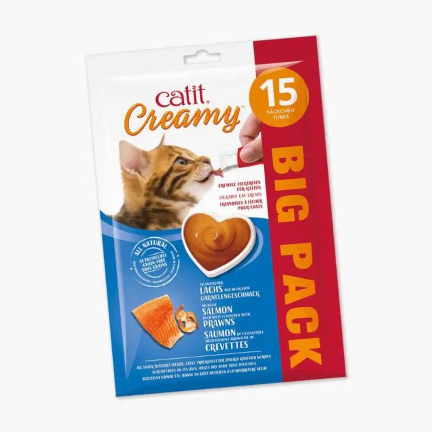 Catit Creamy – Großpackung, 15er-Pack ─ Lachs mit Garnelengeschmack