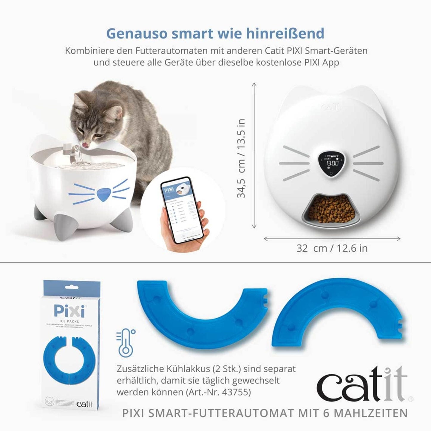 Catit PIXI Smart-Futterautomat mit 6 Mahlzeiten