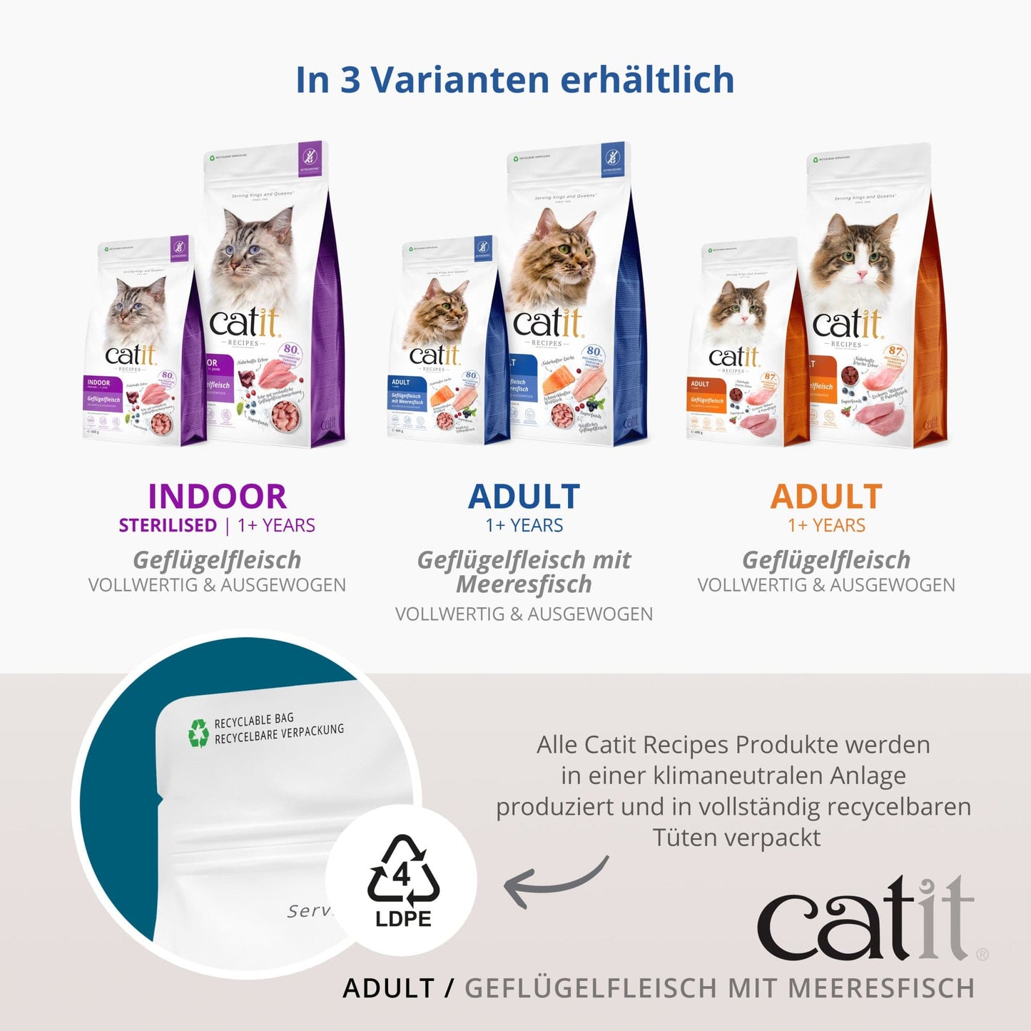 Catit Recipes – ADULT Geflügelfleisch mit Meeresfisch, 400 g