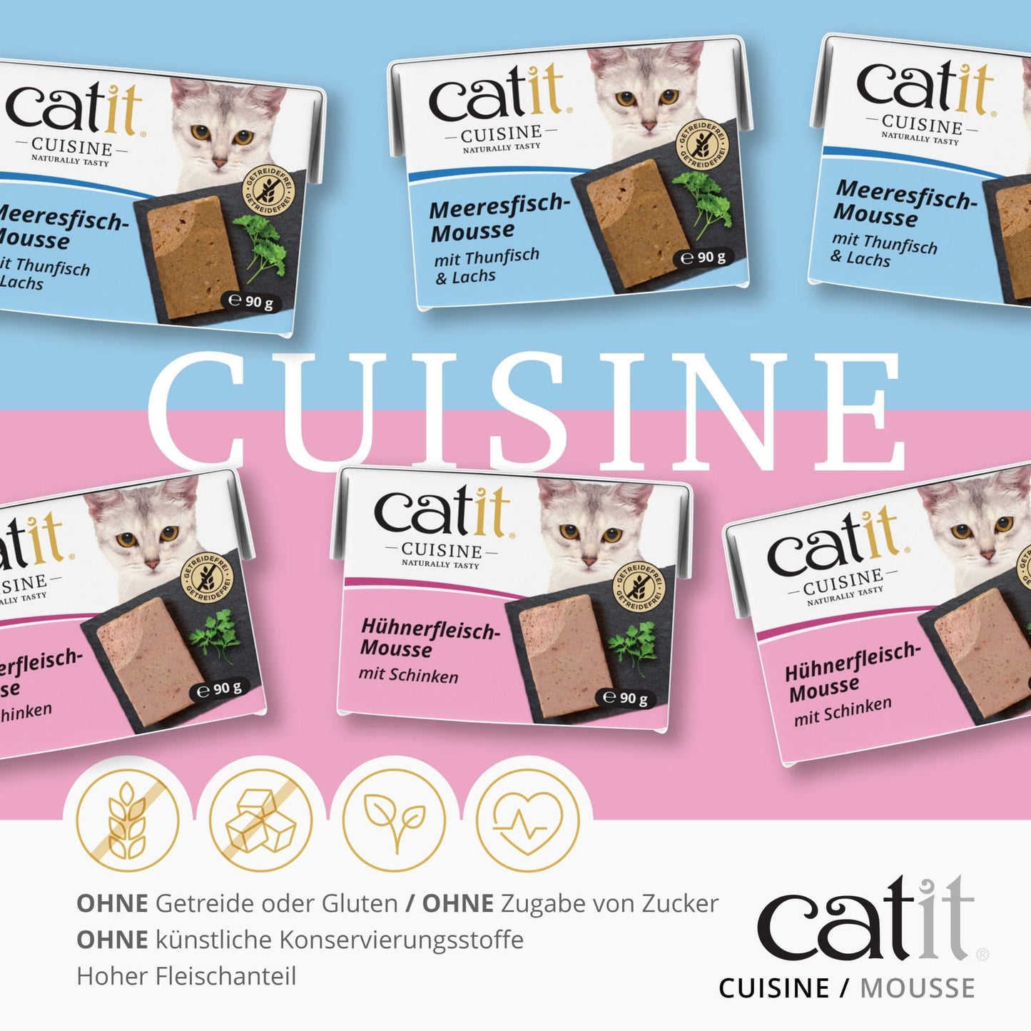 Catit Cuisine – Meeresfisch-Mousse mit Thunfisch & Lachs, 90 g