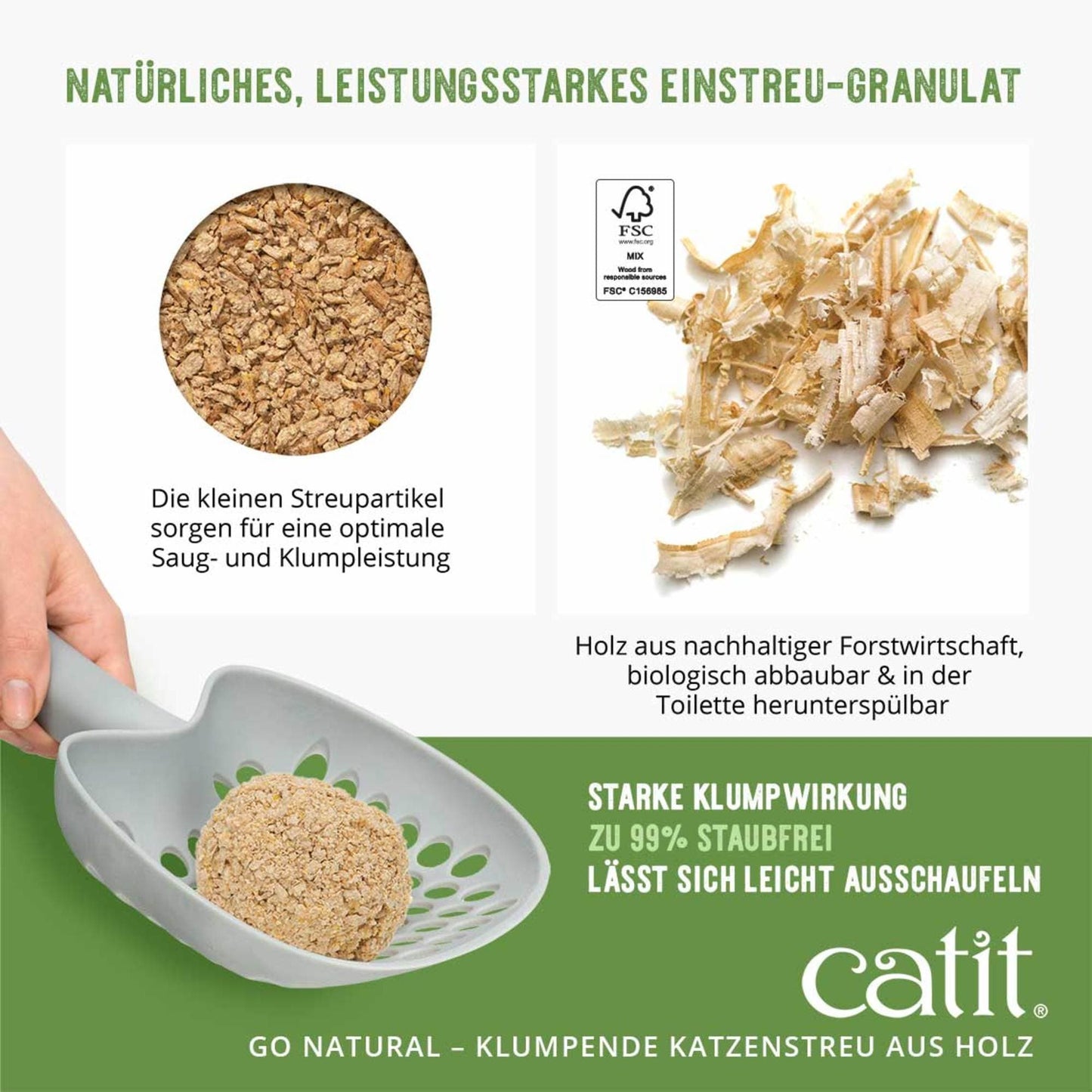 Catit Go Natural Klumpende Katzenstreu aus Holz ─ Parfümfrei