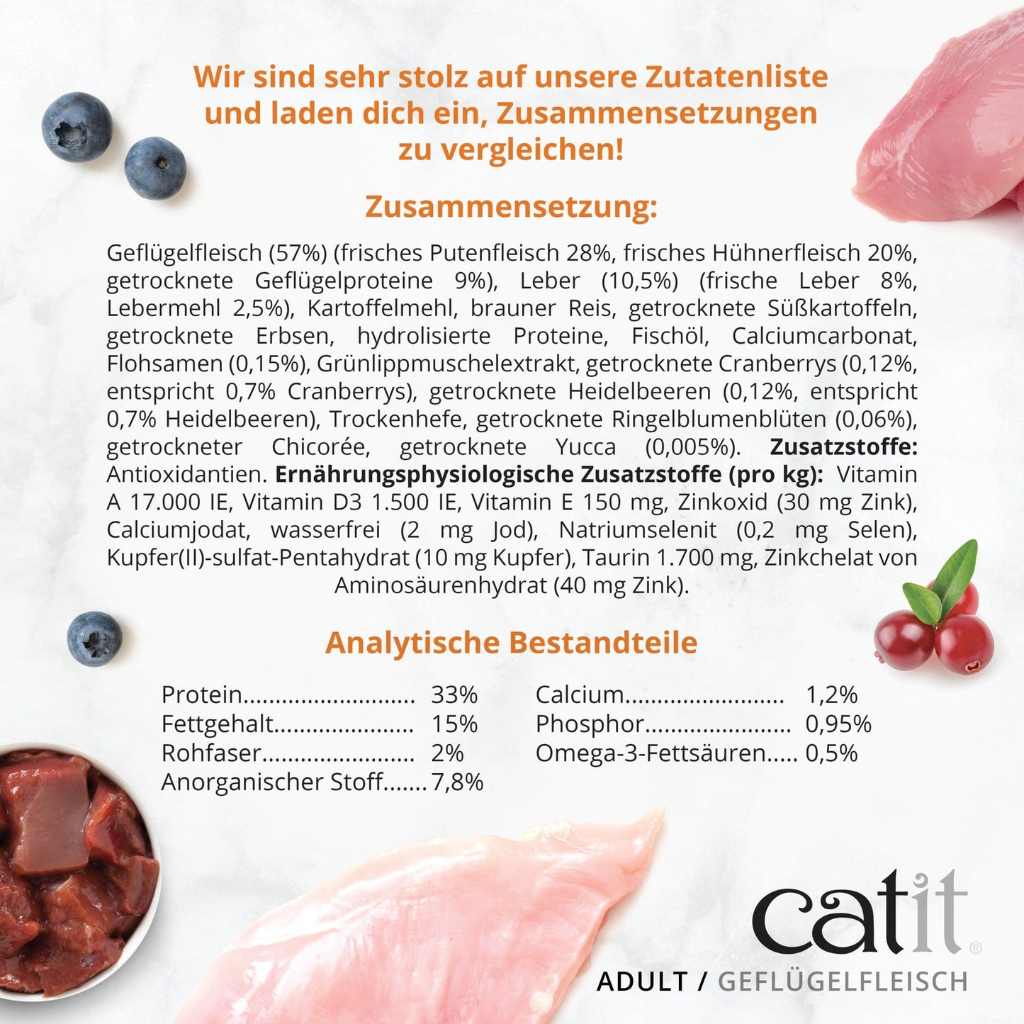 Catit Recipes – ADULT
Geflügelfleisch, 400 g