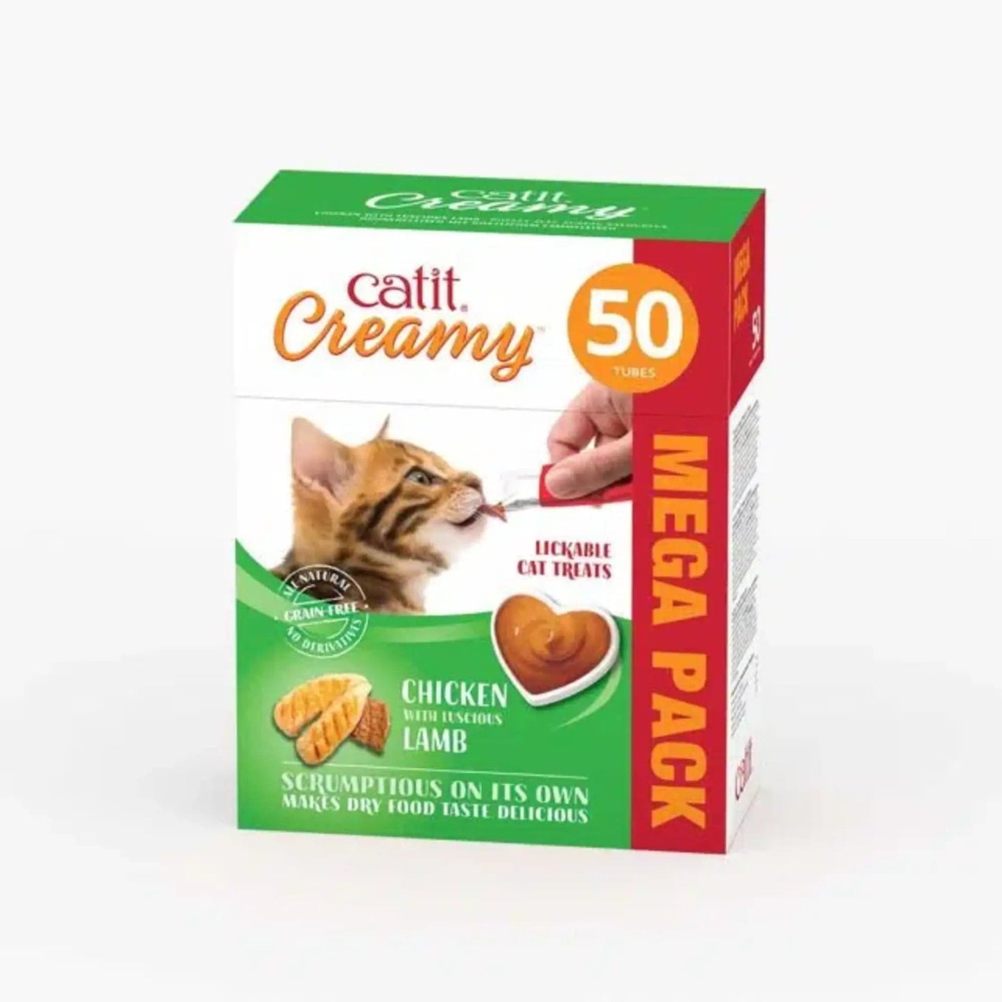 Catit Creamy – Mega-Pack, 50er-Pack ─ Hühnerfleisch mit Lammfleisch