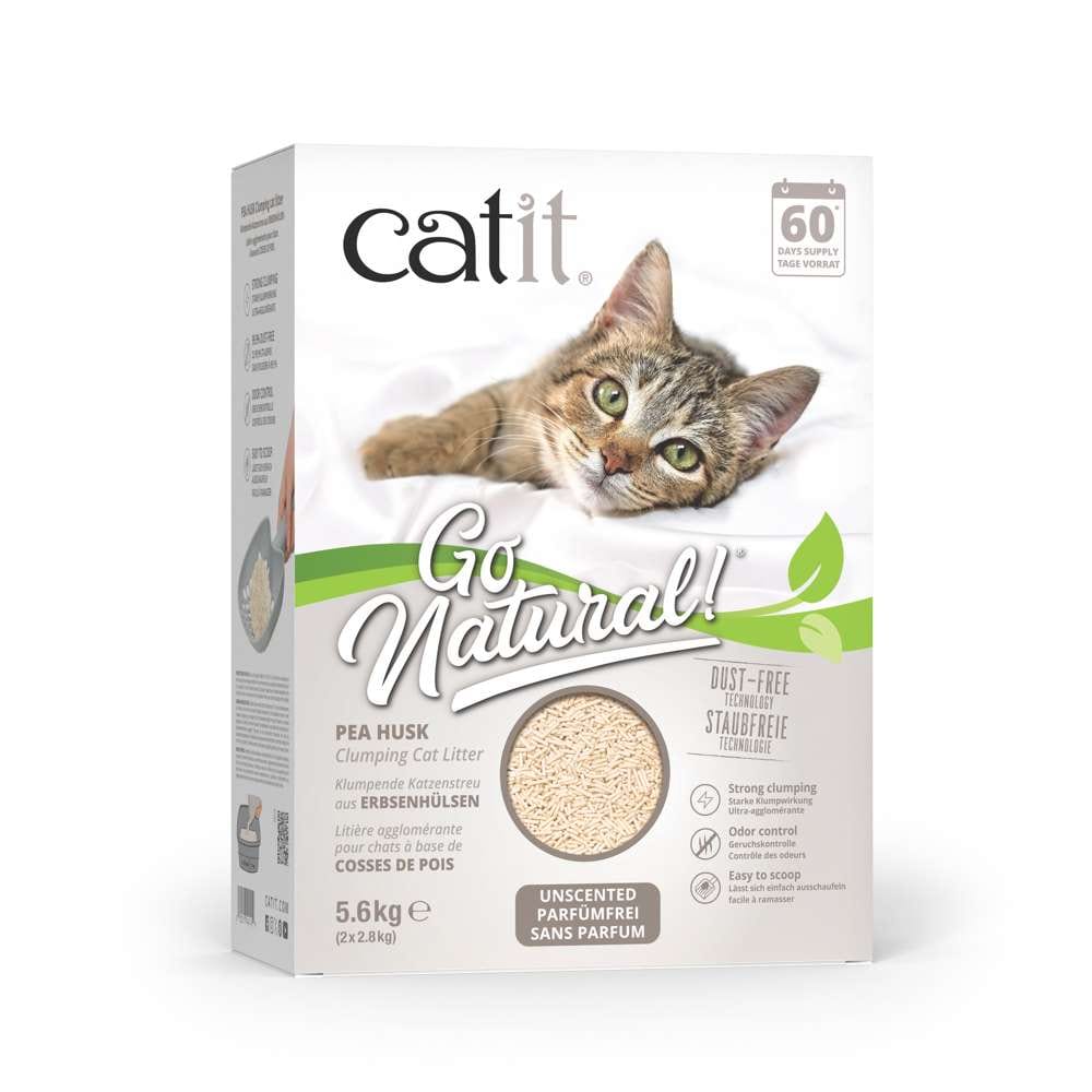 Verpackung von "Catit Go Natural! Klumpende Katzenstreu aus Erbsenhülsen", unparfümiert