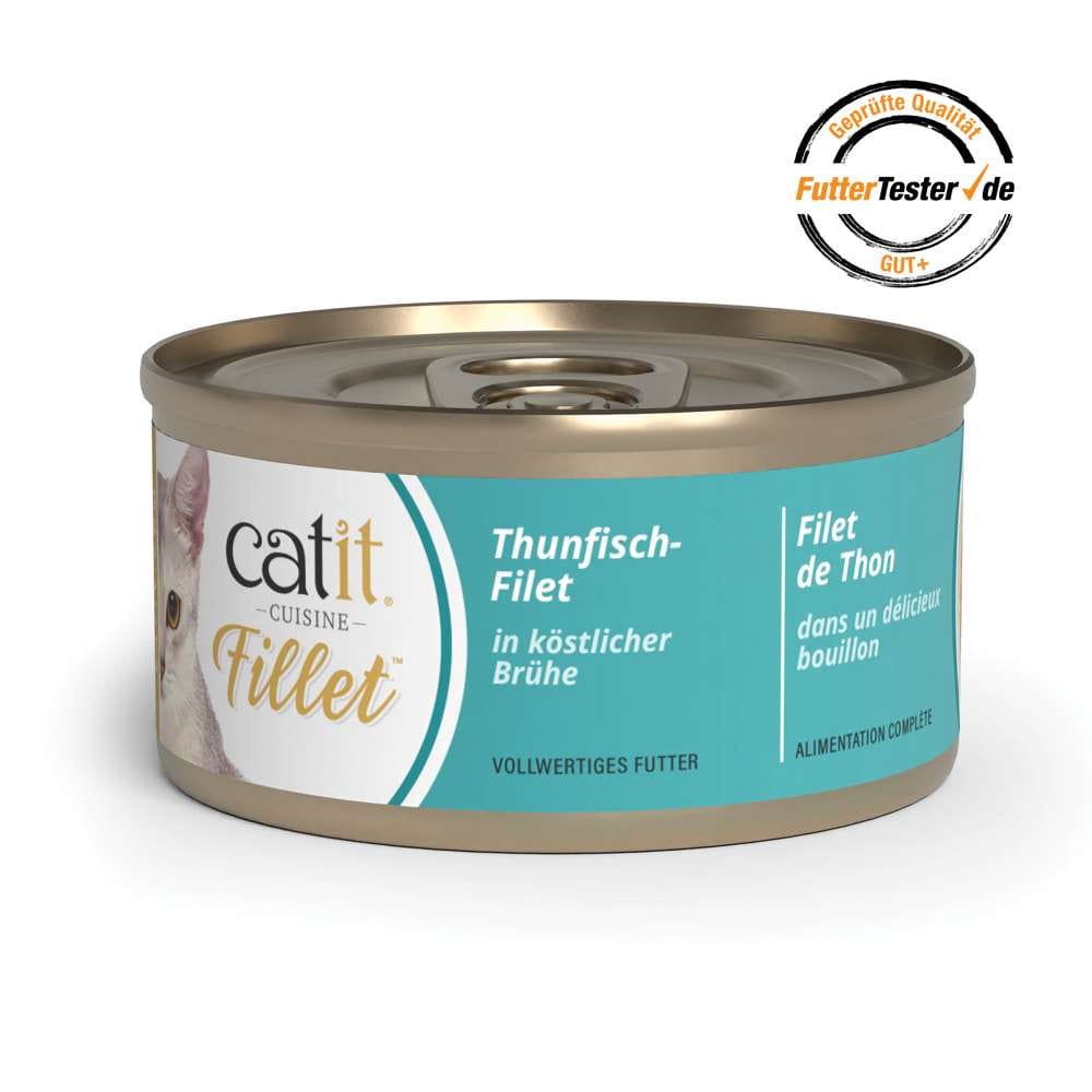 Verpackungsbild von Catit Cuisine Fillet Thunfisch-Filet in köstlicher Brühe. Qualität gemäß futtertester.de: GUT