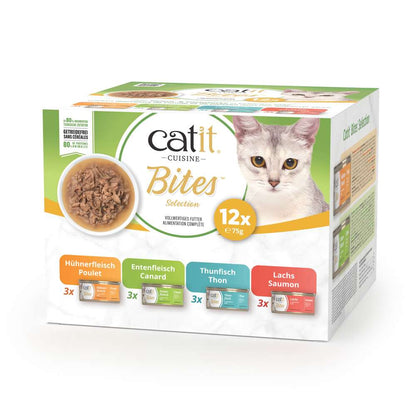 Verpackung vom Katzenfutter "Catit Cuisine Bites, Multipack, 12er-Pack"