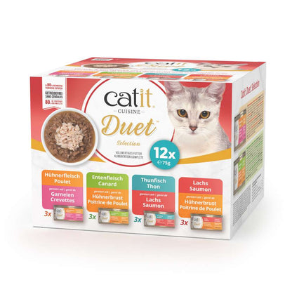 Verpackung des Katzenfutters "Catit Cuisine Duet, Multipack, 12er-Pack"