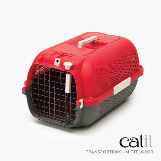Catit Transportbox für Katzen ─ Mittelgroß, Kirschrot