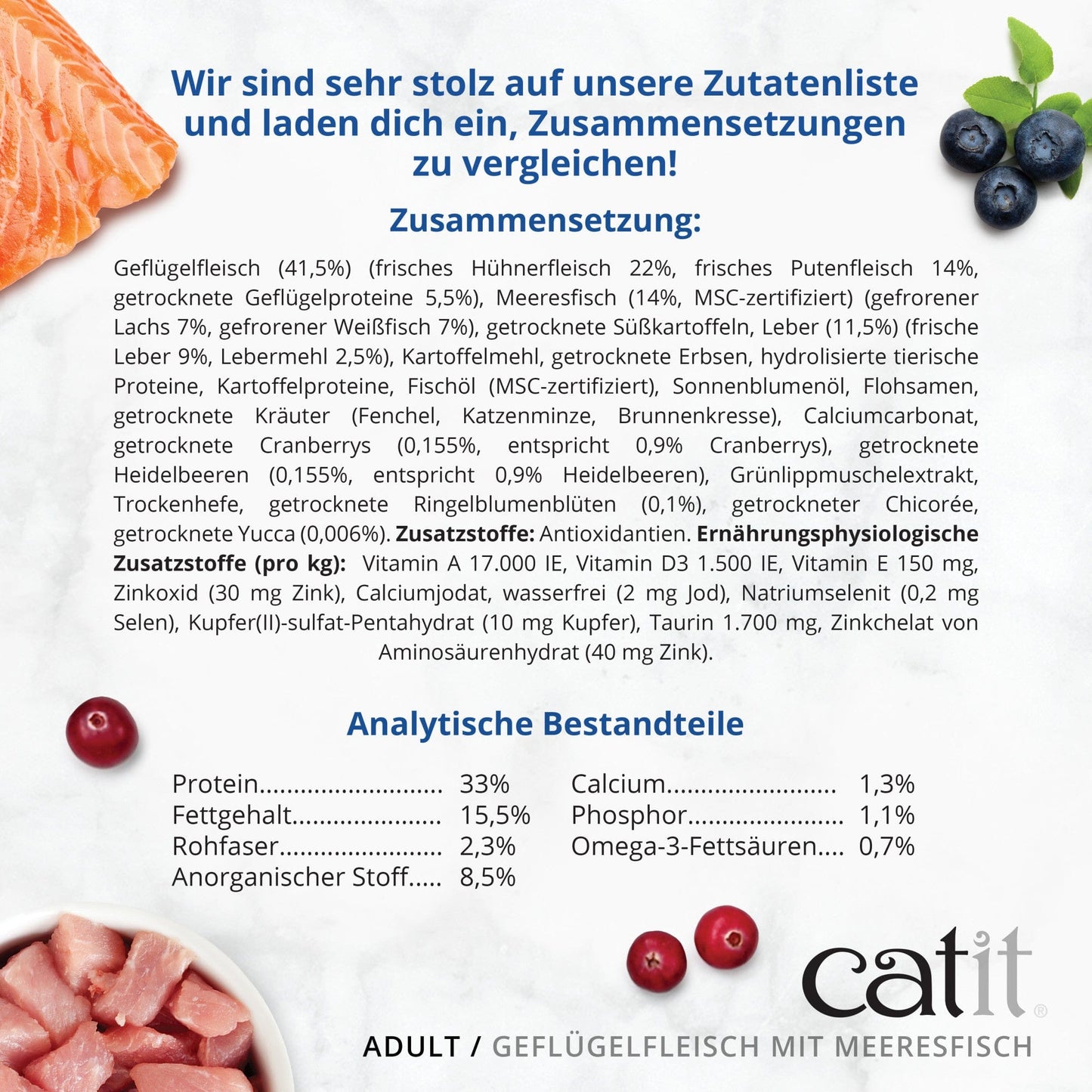 Catit Recipes – ADULT Geflügelfleisch mit Meeresfisch, 2 kg
