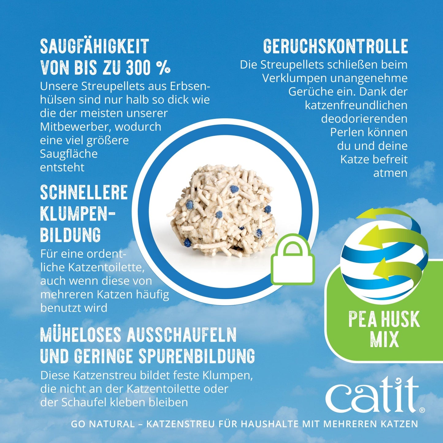 Catit Go Natural Katzenstreu aus Erbsenhülsen und Bentonit, 5,6 kg