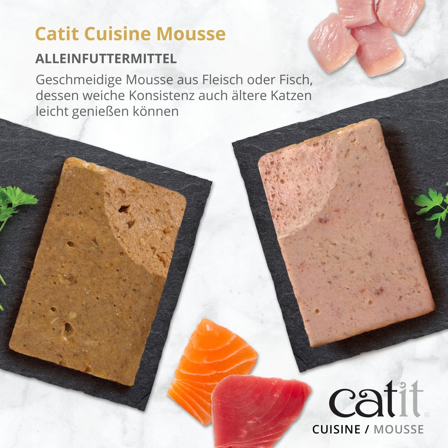 Catit Cuisine – Meeresfisch-Mousse mit Thunfisch & Lachs, 90 g